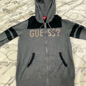 Guess Charcoal and Black Zip-Up Hoodie